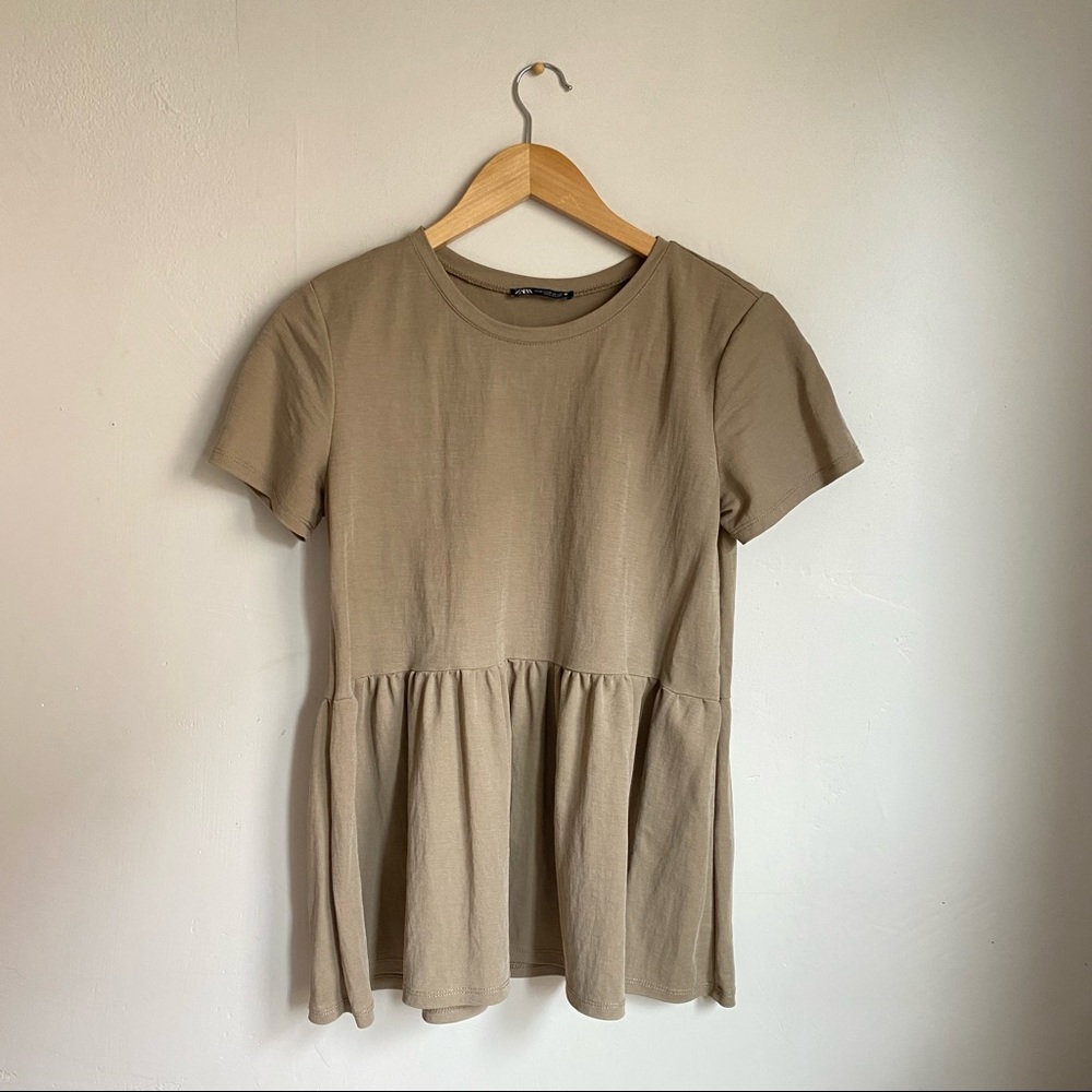 Zara Peplem Shirt—Nude/Tan Color